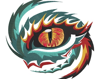 Colorful Dragon Eye Embroidery Design, Fantasy Creature Machine Embroidery File, Instant Download