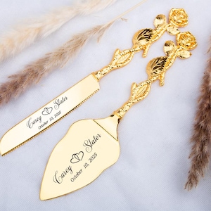 Engraved Wedding Cake Knife and Server Set: Personalized Stainless Steel