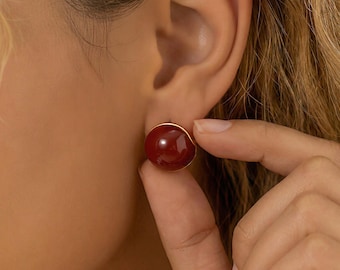 Red Stud Earrings Vintage Style Bold Round Earrings Elegant Statement Jewelry Trendy Earrings for Women