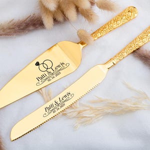 Personalized Cake Knife and Server Set - engraved wedding anniversary cake cutting Christmas gift for couples, unique keepsake something new