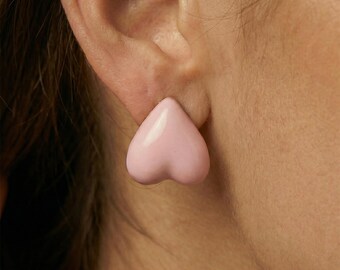 Cute Heart Stud Earrings Minimal Colorful Earrings Small Heart Earrings Simple Enamel Stud Earrings Everyday Jewelry Gift