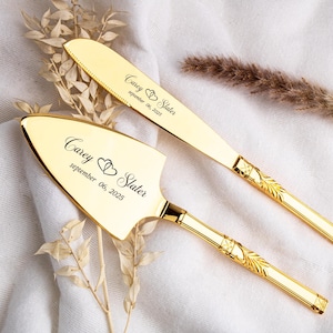 Personalized Wedding Cake Cutting Set: Engraved Stainless Steel Keepsake
