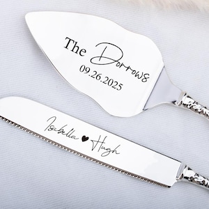 Personalized Wedding Cake Cutting Set: Engraved Bridal Shower Gift