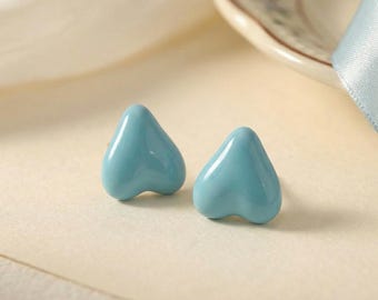Colorful Heart Earrings Cute Heart Stud Earrings Pastel Earrings Minimal Enamel Stud Earrings Trendy Dopamine Jewelry