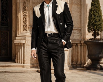 Black Western Tuxedo for Men, Cowboy Wedding Attire, Rodeo Blazer, Formal Event Jacket