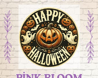 Vintage Halloween DTF Transfer: Retro Jack O'Lantern, Ghost & Pumpkin Heat Transfer