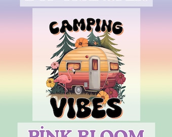 Camping Vibes DTF Transfer: Retro Sunset Forest Heat Transfer
