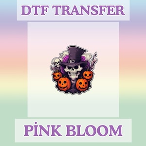 Skeleton Witch Hat DTF Transfer – Halloween Pumpkin Skull Heat Press Design for Spooky Shirts