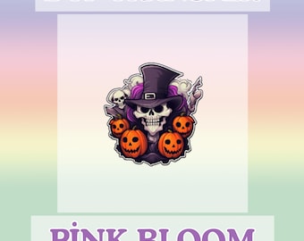 Skeleton Witch Hat DTF Transfer – Halloween Pumpkin Skull Heat Press Design for Spooky Shirts