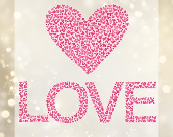 Pink Heart Love DTF Transfer, Valentine's Day Heat Transfer