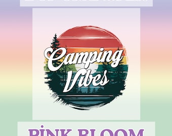 Camping Vibes DTF Transfer: Retro Sunset Forest Heat Transfer