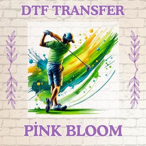Colorful Golfer Swing DTF Transfer – Vibrant Golf Heat Transfer for Shirts, Hoodies, and More