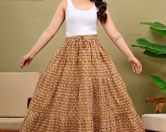 Falda de algodón estampada a mano