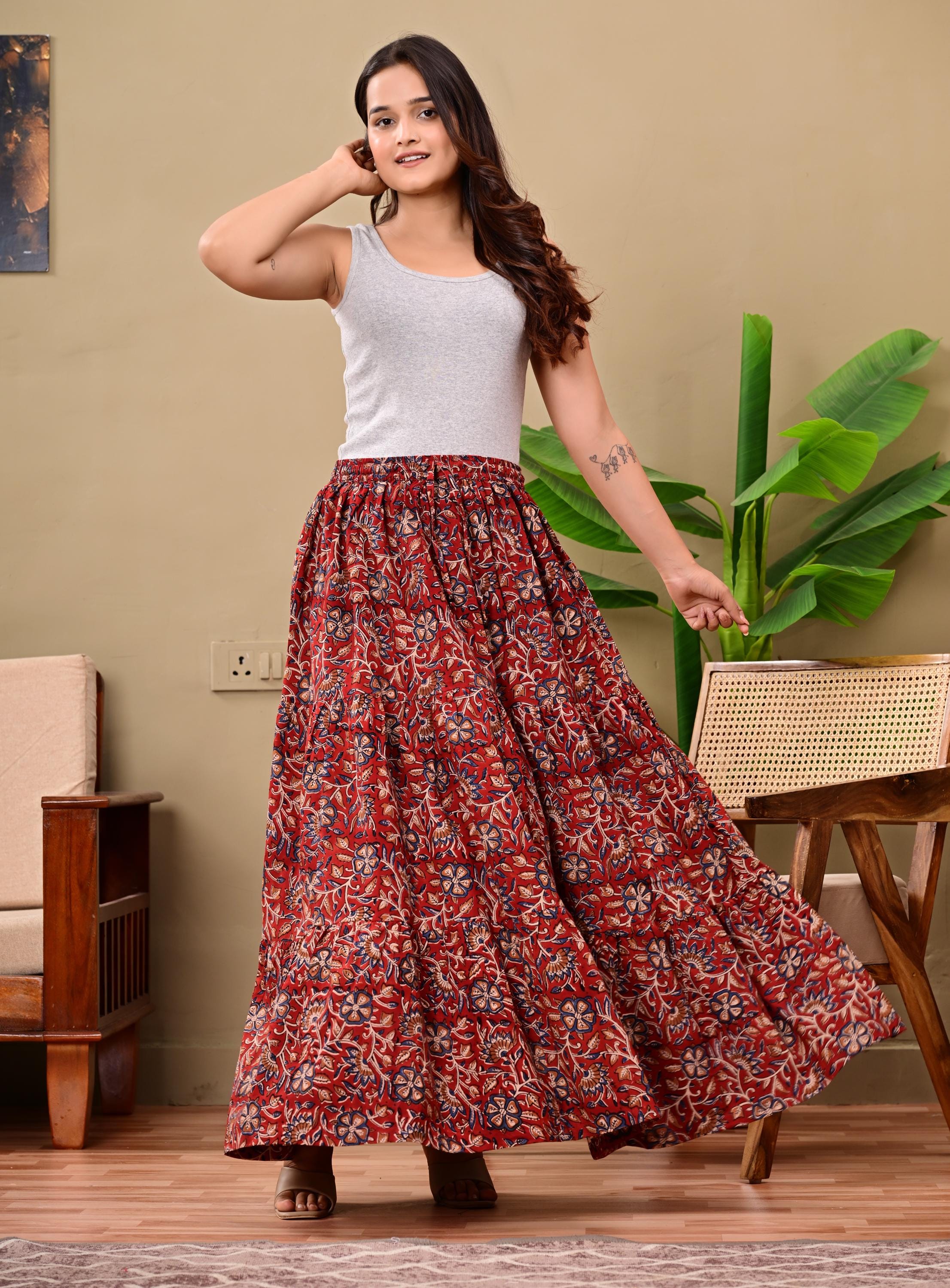 Long Floral Skirt - Etsy
