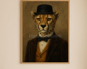 Cheetah Portrait Print, Modern Animal Wall Art, Wildlife Wall Decor