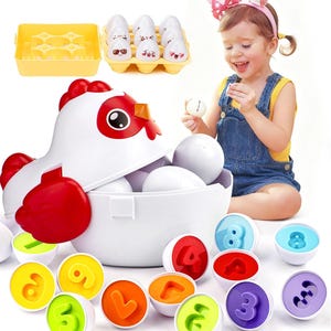 Easter Egg Matching Game – Toddler Learning Toy for Colors, Shapes, Numbers (24 Pieces)