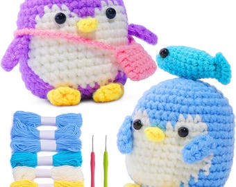Crochet Kit for Beginners – Purple Penguin Animal Starter Kit