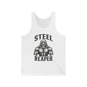 Steel Reaper Unisex Jersey Tank - Motivational Fitness Apparel, Gym Wear, Bodybuilding Top, Workout Tank, Gift for Athletes