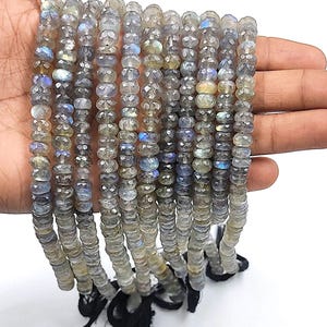 Labradorite Faceted Rondelle Beads 6-7 mm Labradorite Beads , AAA Quality Labradorite Rondelle Gemstone Beads For Making Jewelry