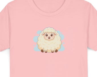 Cute Sheep Kids T Shirt, Adorable Farm Animal Youth Graphic Tee, Pastel School Outfit, Birthday Gift for Boys Girls