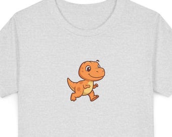 Cute T Rex Kids T Shirt, Running Dinosaur Youth Graphic Tee, Dino School Outfit, Birthday Gift for Boys Girls
