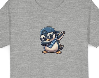 Dabbing Penguin Kids T Shirt, Cool Winter Animal Youth Graphic Tee, Funny School Outfit, Birthday Gift for Boys Girls
