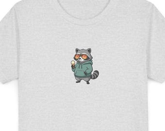 Cute Raccoon Kids T Shirt, Cozy Woodland Animal Youth Graphic Tee, Trendy School Outfit, Birthday Gift for Boys Girls
