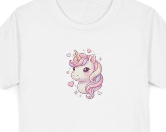 Cute Unicorn Kids T Shirt, Kawaii Magical Animal Youth Graphic Tee, Pink Pastel School Outfit, Birthday Gift for Girls