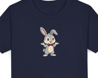 Cute Bunny Kids T Shirt, Happy Rabbit Animal Youth Graphic Tee, Easter School Outfit, Birthday Gift for Boys Girls