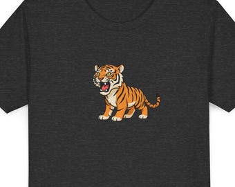 Cute Tiger Kids T Shirt, Wild Jungle Animal Youth Graphic Tee, Safari School Outfit, Birthday Gift for Boys Girls