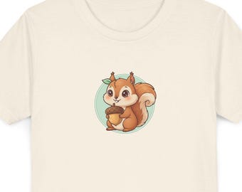 Cute Squirrel Kids T Shirt, Woodland Forest Animal Youth Graphic Tee, Fall School Outfit, Birthday Gift for Boys Girls