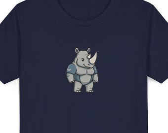 Cute Rhino Kids T Shirt, Wild Safari Animal Youth Graphic Tee, Jungle School Outfit, Birthday Gift for Boys Girls