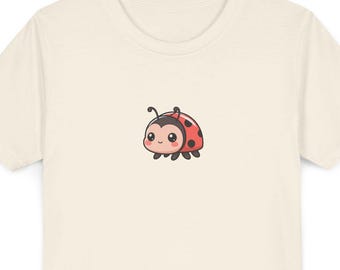 Cute Ladybug Kids T Shirt, Kawaii Insect Animal Youth Graphic Tee, Spring School Outfit, Birthday Gift for Boys Girls