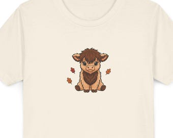 Cute Highland Cow Kids T Shirt, Adorable Farm Animal Youth Graphic Tee, Fall School Outfit, Birthday Gift for Boys Girls