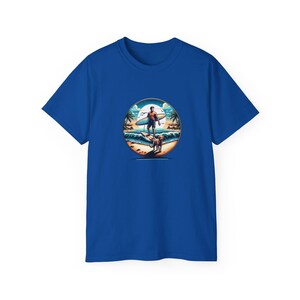 Surfing Paradise Unisex Ultra Cotton Tee - Summer Vibes, Beach Life, Gift for Surfers, Casual Wear, Relaxed Style, Golden Retriever Surf,