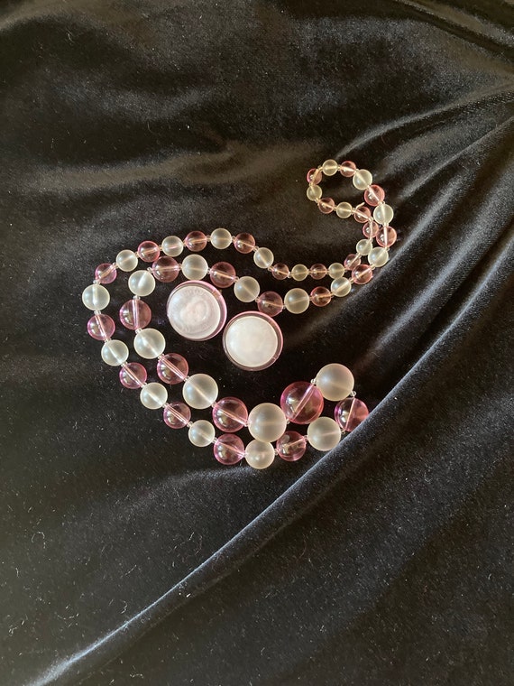 pink and frosted lucite bubble necklace-matching … - image 5