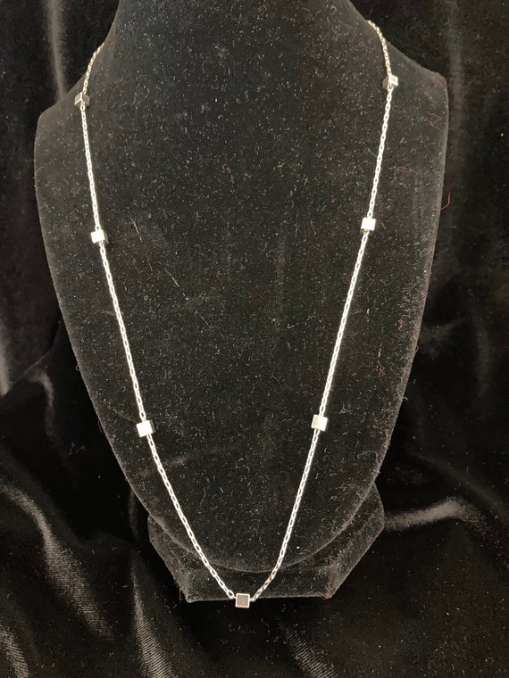 Vendome silver tone small square beads chain neck… - image 6