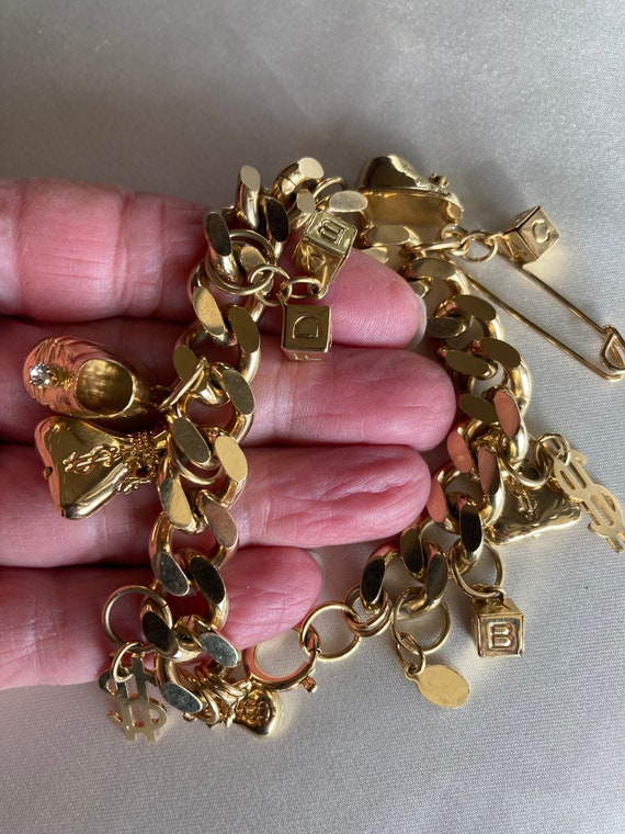 Vintage Kirks Folly charm bracelet ~ gold tone ~ … - image 3