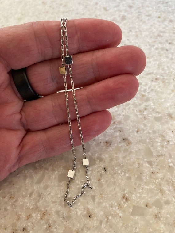 Vendome silver tone small square beads chain neck… - image 5
