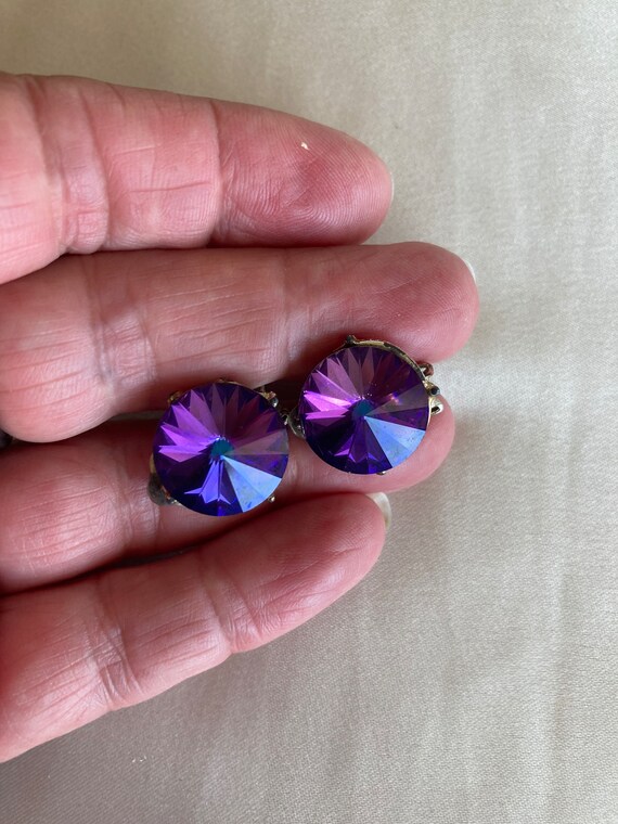 Vintage round Heliotrope Rivoli Swarovski crystal… - image 4