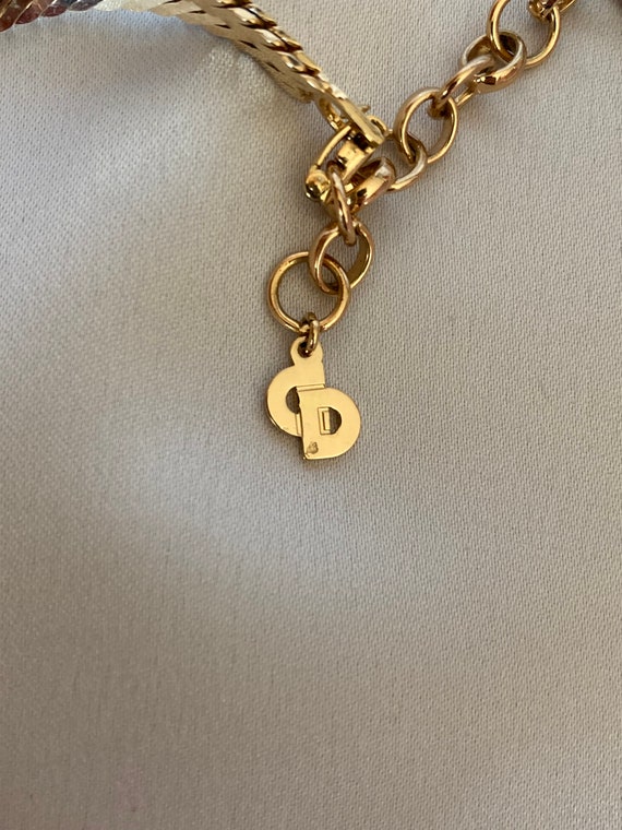 Vintage Christian Dior gold tone choker necklace … - image 6