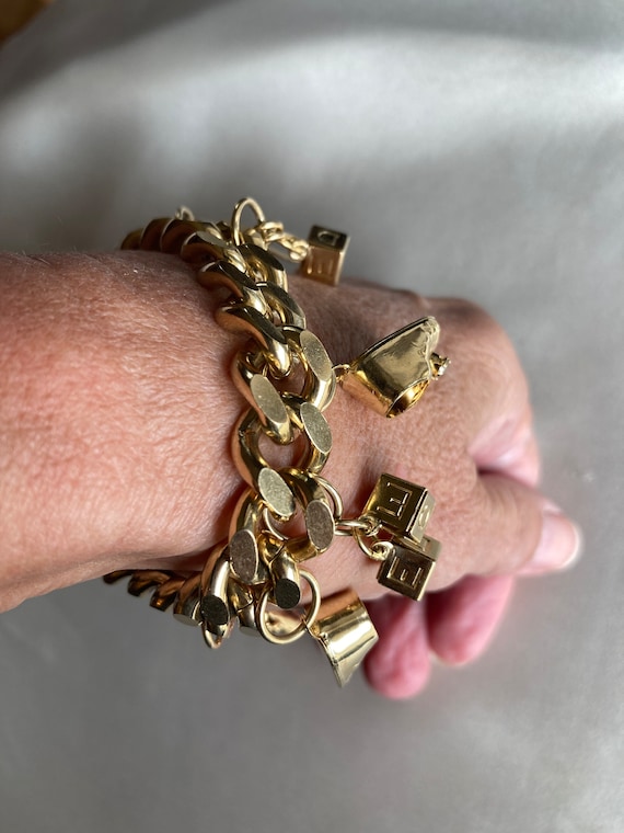 Vintage Kirks Folly charm bracelet ~ gold tone ~ … - image 4