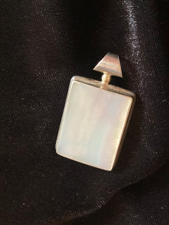 Sterling mother of pearl rectangle pendant - minim