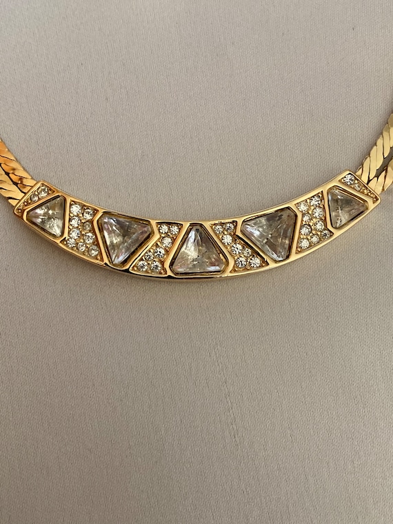 Vintage Christian Dior gold tone choker necklace … - image 5