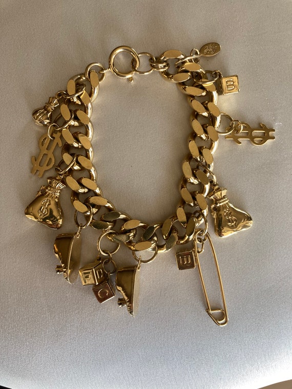 Vintage Kirks Folly charm bracelet ~ gold tone ~ … - image 1