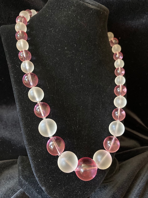 pink and frosted lucite bubble necklace-matching … - image 6