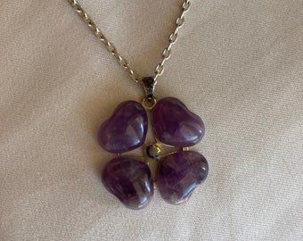 Natural purple amethyst flower pendant necklace