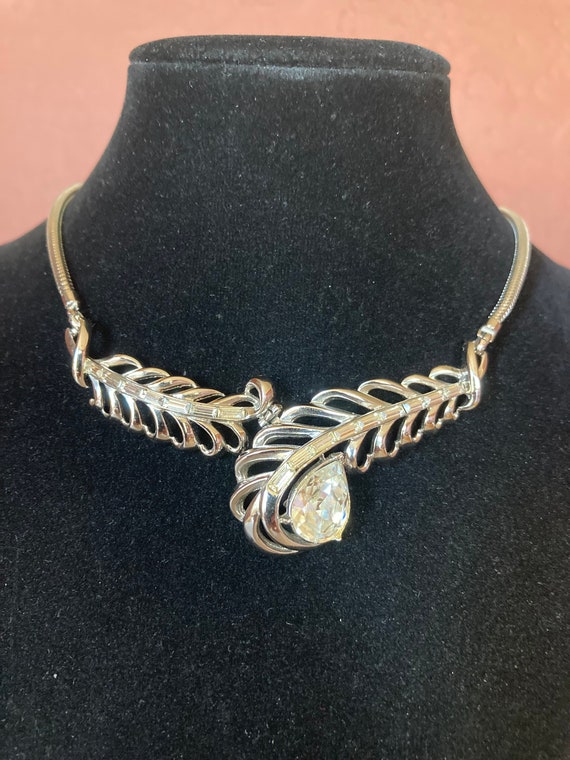 Vintage Corocraft silver tone choker necklace ~ ar