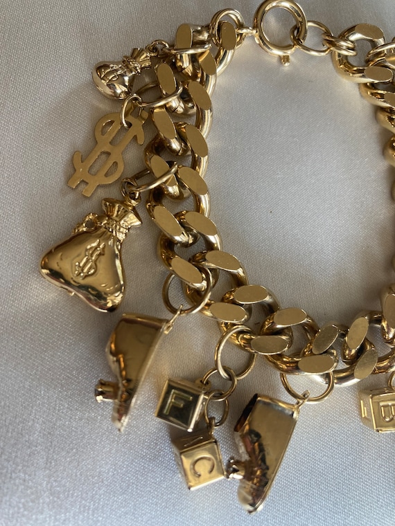 Vintage Kirks Folly charm bracelet ~ gold tone ~ … - image 2