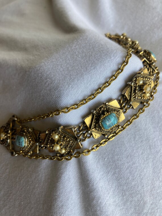 Vintage Goldette Victorian Revival faux turquoise 